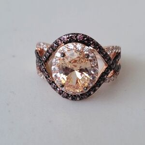 New! JTV Champagne Mocha White CZ Ring